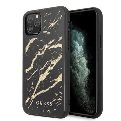 Guess Skal iPhone 11 Pro Max Glitter Marble Glas - Svart