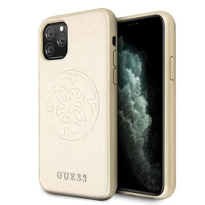 Guess Skal iPhone 11 Pro Max Saffiano Circle Logo - Guld