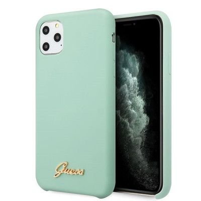 Guess Skal iPhone 11 Pro Max Silikon Vintage Guld Logo - Grön