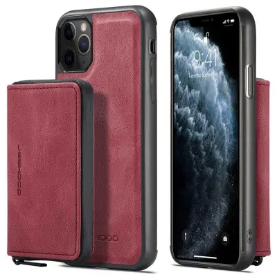 JEEHOOD iPhone 11 Pro Max Plånboksfodral Konstläder TPU Röd