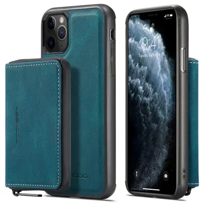 JEEHOOD iPhone 11 Pro Max Mobilskal Konstläder TPU Blå