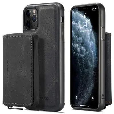 JEEHOOD iPhone 11 Pro Max Mobilskal Konstläder TPU Svart
