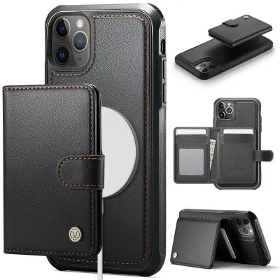 JEEHOOD J09 iPhone 11 Pro Max Mobilskal RFID Läder Svart