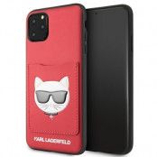 Karl Lagerfeld Choupette Head Korthållare Skal iPhone 11 Pro Max - Röd