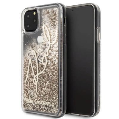 Karl Lagerfeld Skal iPhone 11 Pro Max Glitter Signature - Guld
