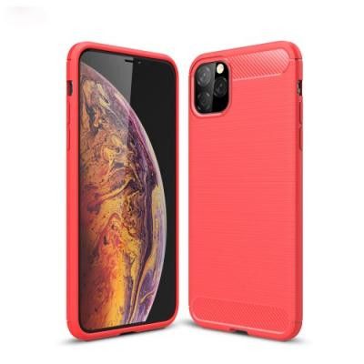 Skal i Kolfiber-design för iPhone 11 Pro Max - Röd