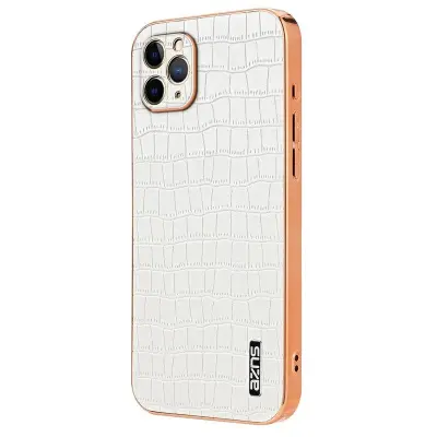 AZNS iPhone 11 Pro Fodral Crocodile Textur PU+TPU - Vit