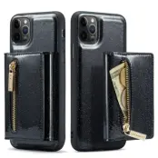 DG.MING M3 Series Mobilskal till iPhone 11 Pro 2-i-1 Glitter KonstLäder Svart