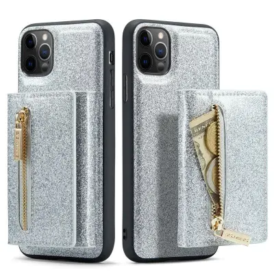 DG.MING M3 Series iPhone 11 Pro Mobilskal Glitter KonstLäder Silver