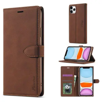 FORWENW F1 Series Plånboksfodral i Konstläder för iPhone 11 Pro - Brun
