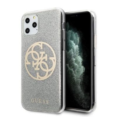 Guess Skal iPhone 11 Pro Glitter Circle Logo - Ljus Grå