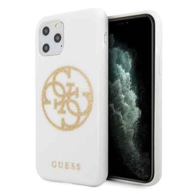 Guess Skal iPhone 11 Pro Glitter Circle Logo - Vit
