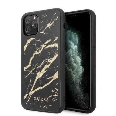 Guess Skal iPhone 11 Pro Glitter Marble Glass - Svart