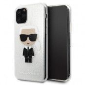 Karl Lagerfeld iPhone 11 Pro Skal Glitter Ikonik Karl - Silver