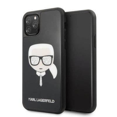 Karl Lagerfeld iPhone 11 Pro skal Iconic Karl`sHead GlitterSvart