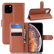 Litchi Plånboksfodral till iPhone 11 Pro - Brun