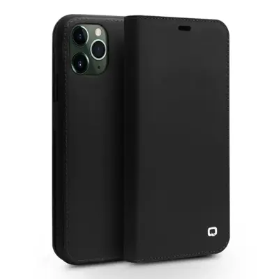 QIALINO iPhone 11 Pro Plånboksfodral Äkta Läder - Svart