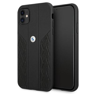 BMW Läder Curve Perforate Skal iPhone 11 - Svart