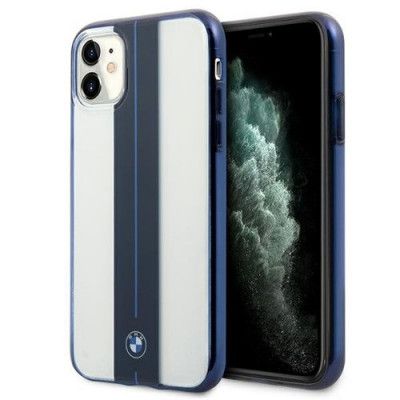 BMW Middle Stripe Navy Skal iPhone 11 - Transparent