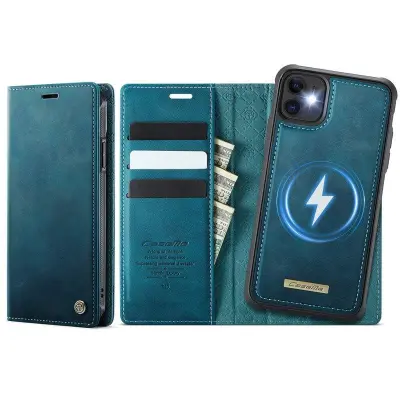 CASEME C49 iPhone 11 Mobilskal MagSafe RFID Blocker Läder Grön