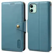 DENIOR iPhone 11 Plånboksfodral Konstläder Blå med Stötabsorberande Design