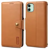 DENIOR iPhone 11 Plånboksfodral Konstläder Stötbeständig - Khaki