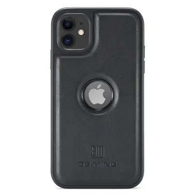 DG.MING iPhone 11 Mobilskal PU Läder Coated PC+TPU Hybrid Svart