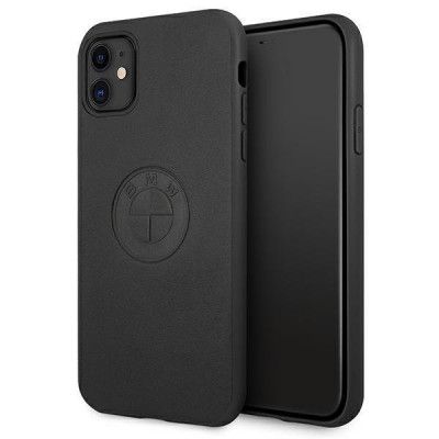 BMW Läder Emboss Skal iPhone 11 - Svart