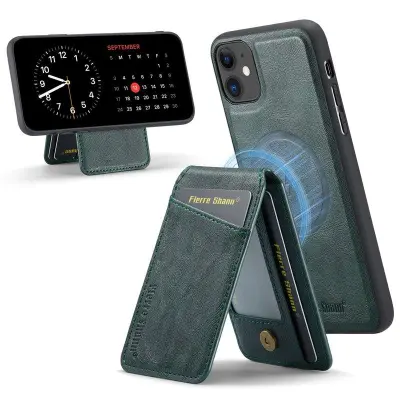 FIERRE SHANN 025 Fodral för iPhone 11 KonstLäder - Grön