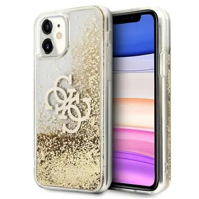 Guess iPhone 11 / Xr Mobilskal MagSafe 4G Big Liquid Glitter - Guld
