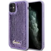 Guess iPhone 11 / Xr Mobilskal MagSafe Sequin Script Metal - Lila