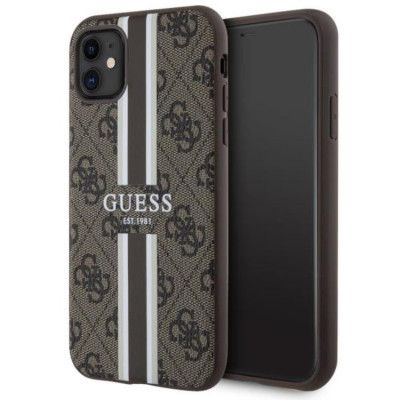 Guess iPhone 11/XR Mobilskal MagSafe Printed Stripes - Brun
