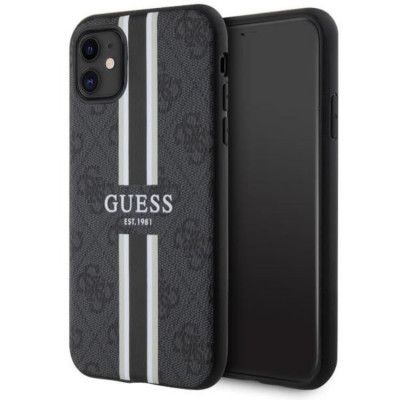 Guess iPhone 11/XR Mobilskal MagSafe Printed Stripes - Svart