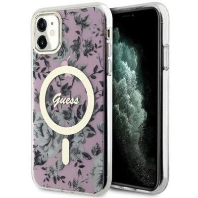 Guess iPhone 11/XR Mobilskal Magsafe Flower - Rosa