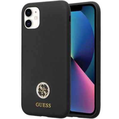 Guess iPhone 11/XR Mobilskal Silikon Logo Strass - Svart