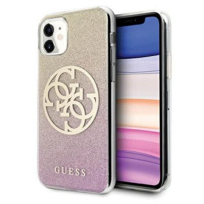 Guess skal iPhone 11 4G Circle Logo Glitter guld Rosa