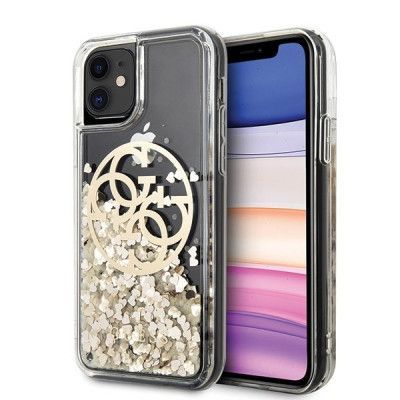 Guess Skal iPhone 11 Circle Liquid Glitter - Guld
