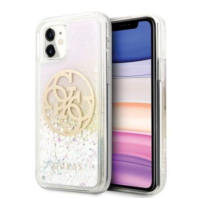 Guess Skal iPhone 11 Circle Liquid Glitter - Rosa