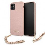 GUESS Skal iPhone 11 Saffiano Chain - Rosa