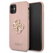 GUESS Skal iPhone 11 Saffiano Metal Logo - Rosa