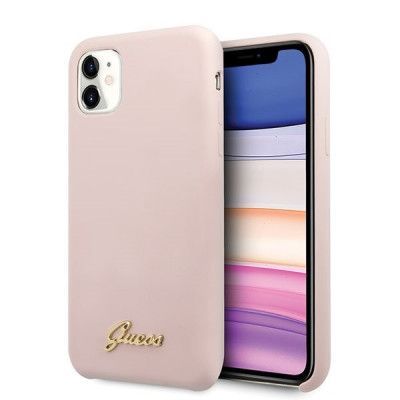 Guess Skal iPhone 11 Silicone Vintage Gold Logo - Ljus Rosa