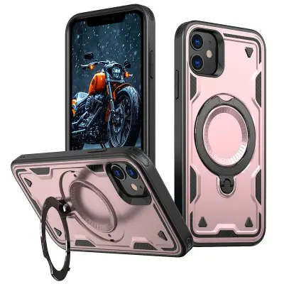 iPhone 11 / XR Mobilskal Plast Militärt Skydd Kickstand - Roséguld