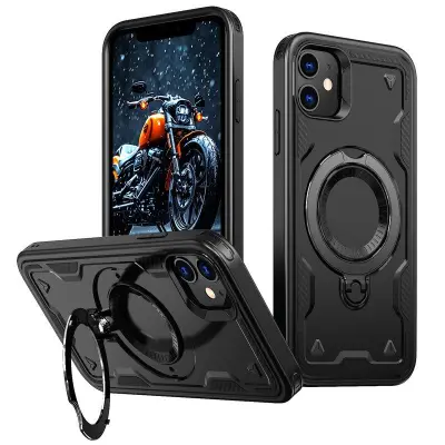iPhone 11 / XR Mobilskal Plast Militärt Skydd Kickstand - Svart