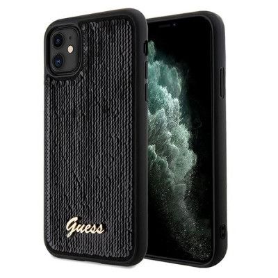 Guess iPhone 11 Sequin Script Metall Svart Fodral