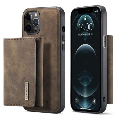 iPhone 11 Skal DG.MING M1 Magnetic Tri-fold Wallet Med Kickstand - Coffee