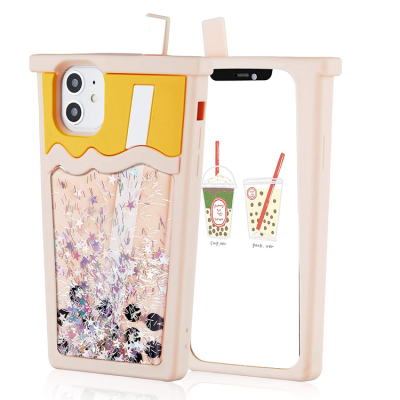 iPhone 11/XR Mobilskal Boba Milk Tea Glitter - Rosa