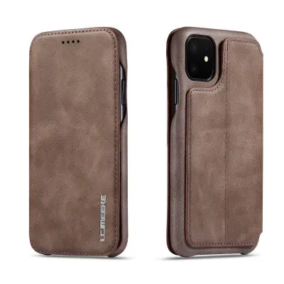 LC.IMEEKE iPhone 11 Mobilskal Retro Stil Äkta Läder - Brun