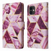 Marble Grid Plånboksfodral till iPhone 11 - Magenta