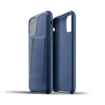 Mujjo Full Leather Wallet Case för iPhone 11 - Monacoblå