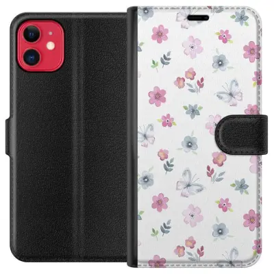 Plånboksfodral till Apple iPhone 11 med Blommor och fjärillar